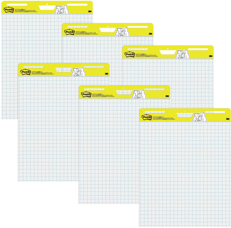 Post-it Super Sticky Wall Easel Pad, 25" x 30", Grid Lined, 30 Sheets/Pad, 6 Pads/Pack