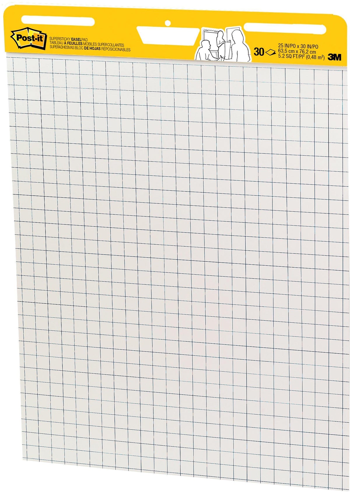 Post-it Super Sticky Wall Easel Pad, 25" x 30", Grid Lined, 30 Sheets/Pad, 6 Pads/Pack