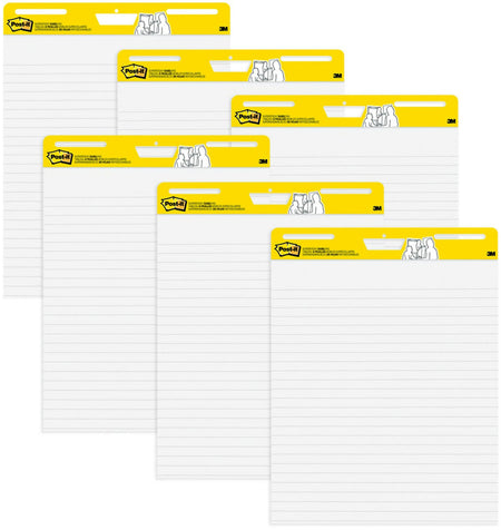 Post-it Super Sticky Wall Easel Pad, 25" x 30", Lined, 30 Sheets/Pad, 6 Pads/Pack