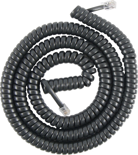 Power Gear 27639 12' Coiled Telephone Line Cord, Black