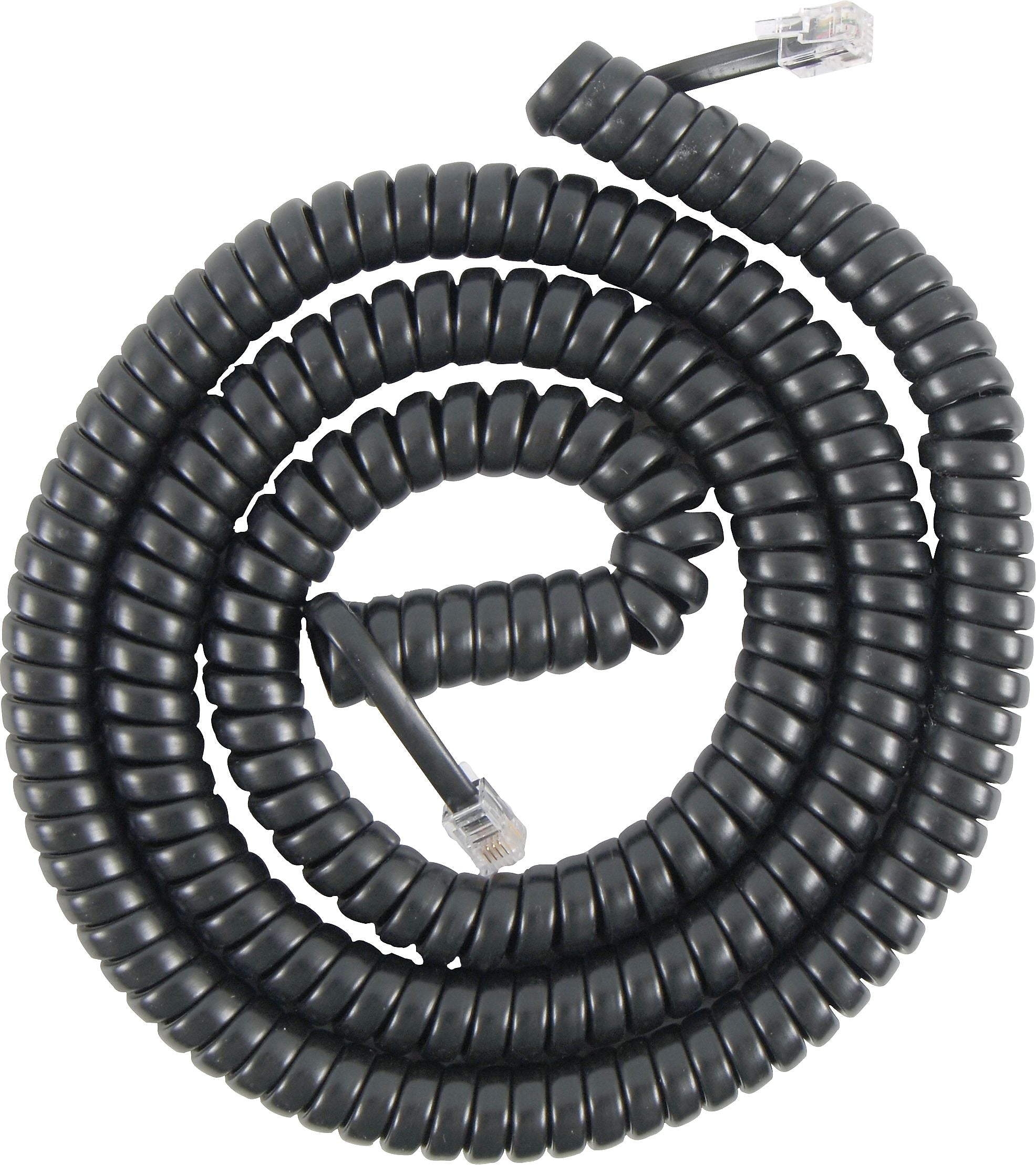 Power Gear 27639 12' Coiled Telephone Line Cord, Black