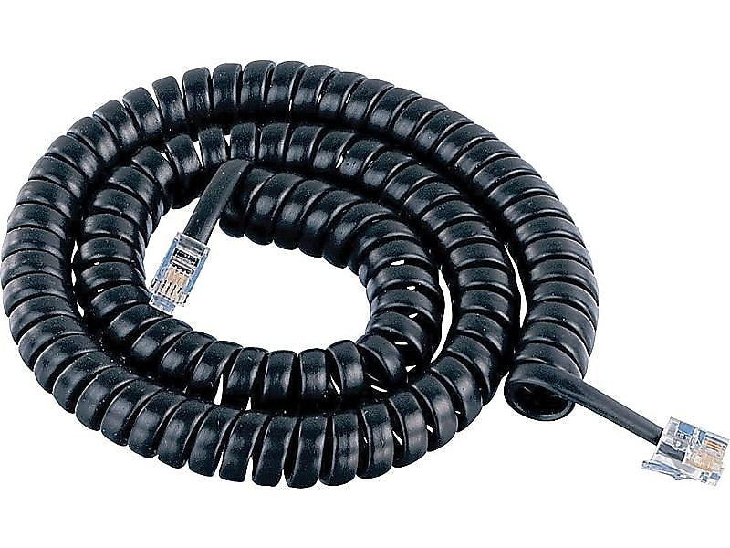 Power Gear 27639 12' Coiled Telephone Line Cord, Black