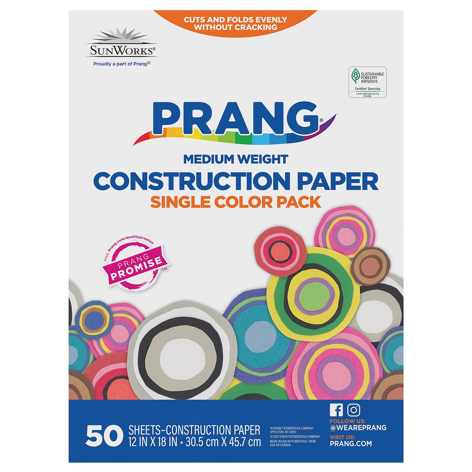 Prang 12" x 18" Construction Paper, Bright Blue, 50 Sheets/Pack