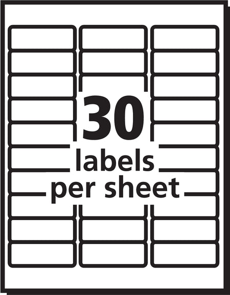 PRES-a-ply Laser/Inkjet Address Labels, 1" x 2-5/8", White, 30 Labels/Sheet, 100 Sheets/Box