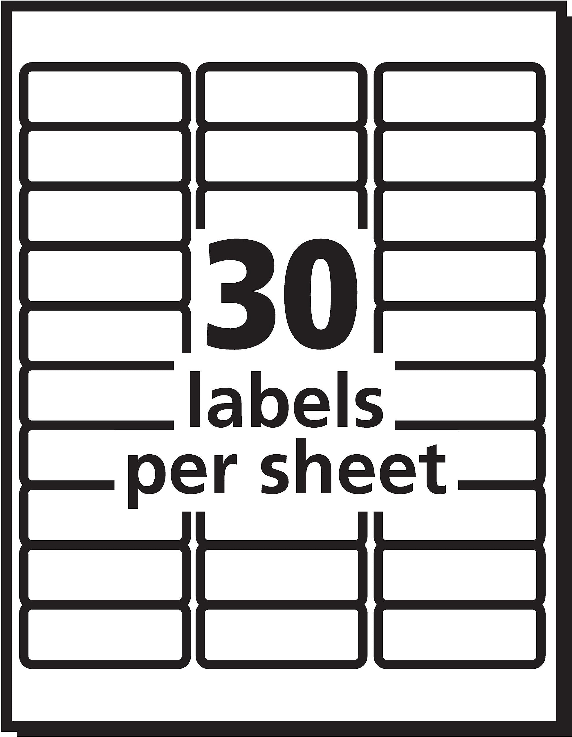 PRES-a-ply Laser/Inkjet Address Labels, 1" x 2-5/8", White, 30 Labels/Sheet, 250 Sheets/Box