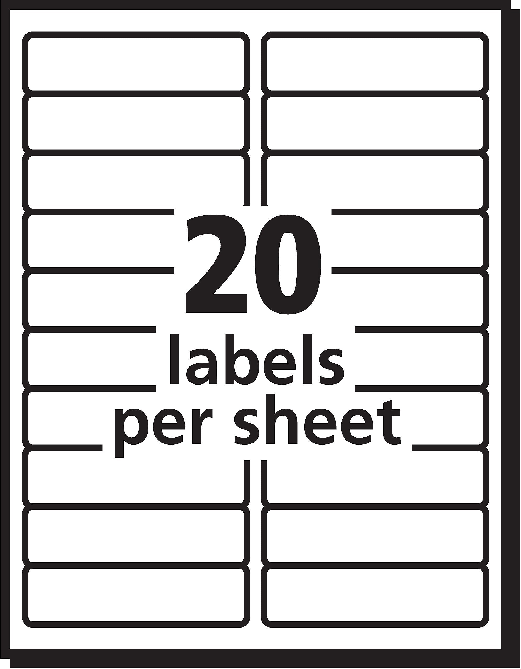 PRES-a-ply Laser/Inkjet Address Labels, 1" x 4", White, 20 Labels/Sheet, 100 Sheets/Box