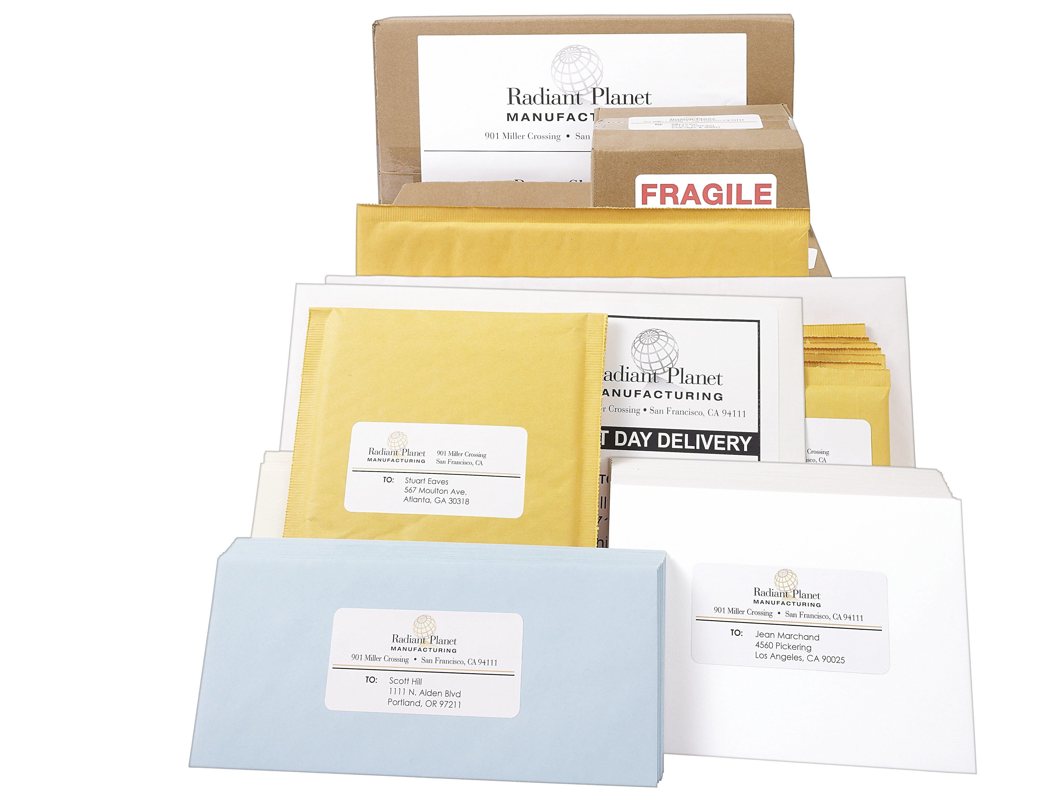 PRES-a-ply Laser/Inkjet Shipping Labels, 8-1/2" x 11", White, 1 Label/Sheet, 100 Sheets/Box