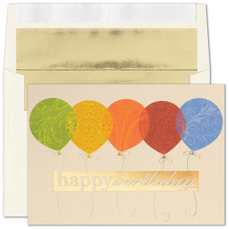 "Pretty Patterns" Birthday Card w/ Gold Lined Ecru Envelope, 100/BX