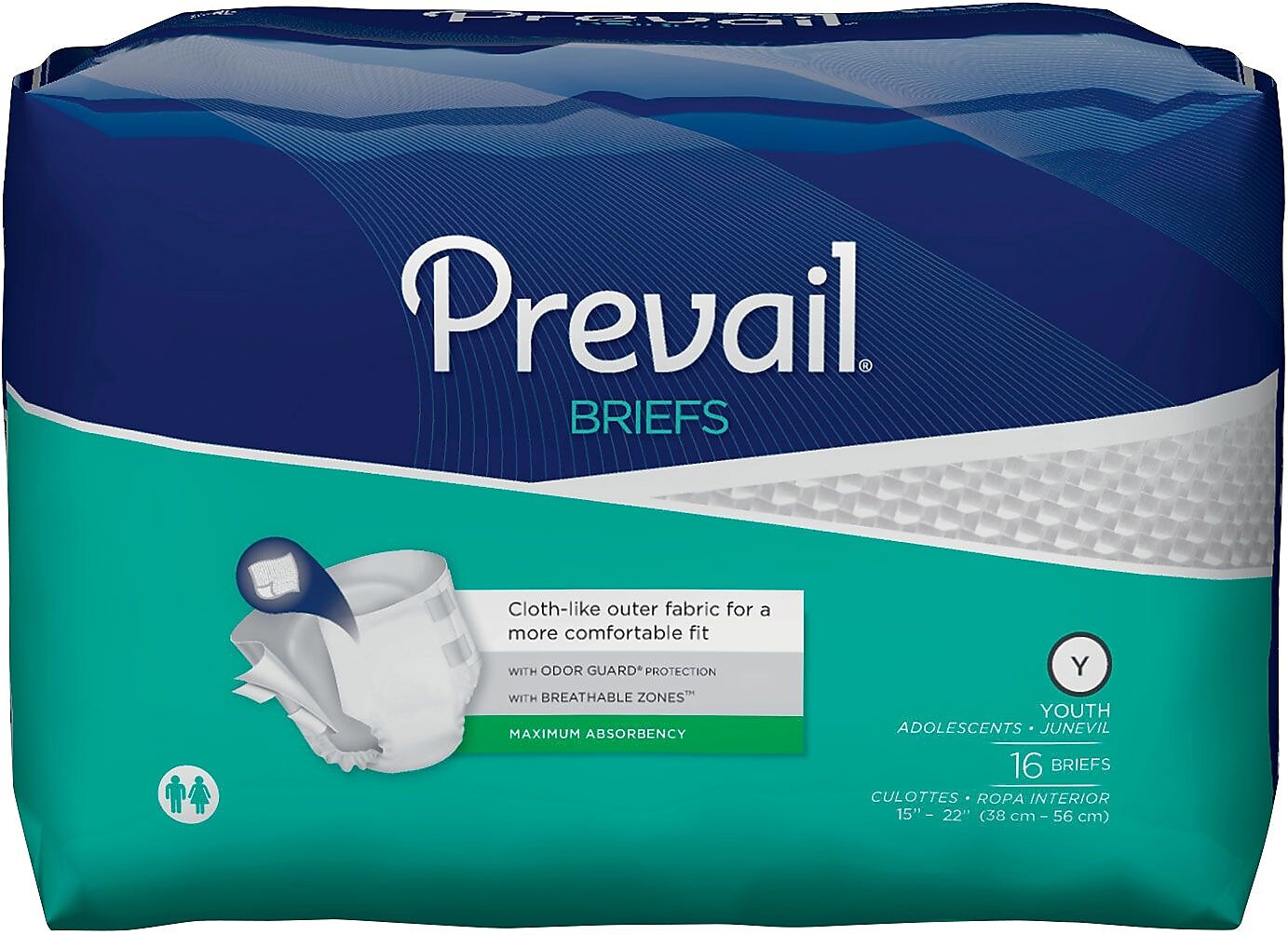 Prevail® Briefs, Maximum Absorbency, Youth, 96/CT