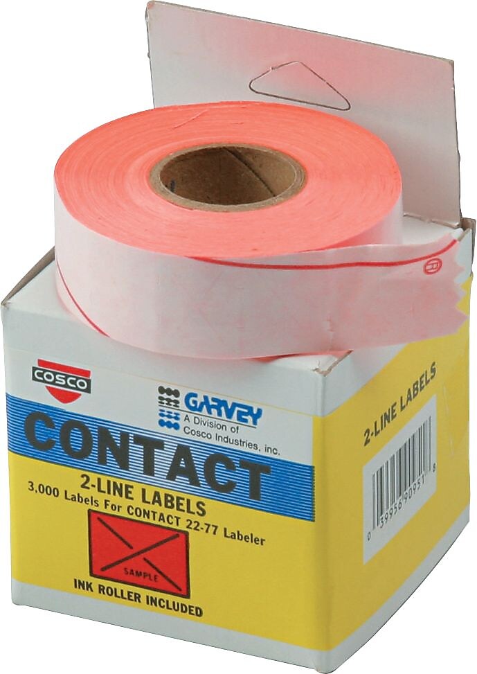 Pricemarker Labels , Two-Line , 5/8 x 13/16 , Fluorescent Red , 3-Roll Box