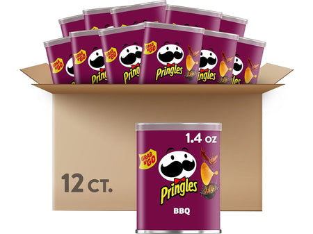 Pringles Grab & Go BBQ Crisps, 1.4 oz., 12 Cans/Carton