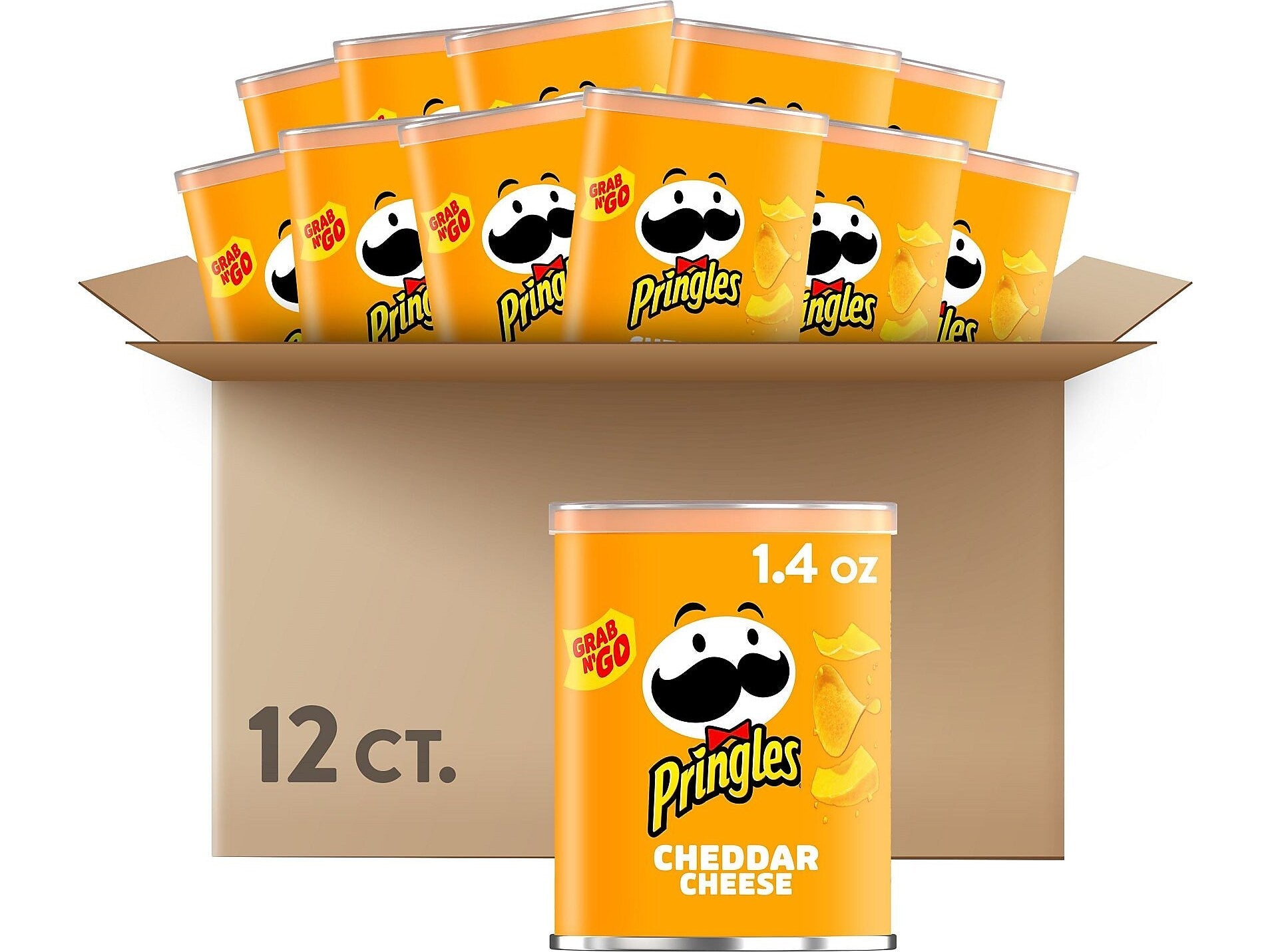 Pringles Grab & Go Cheddar Cheese Crisps, 1.4 oz., 12 Cans/Carton