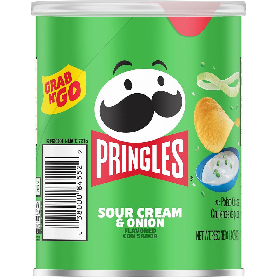 Pringles Grab & Go Sour Cream & Onion Crisps, 1.4 oz., 12/Carton