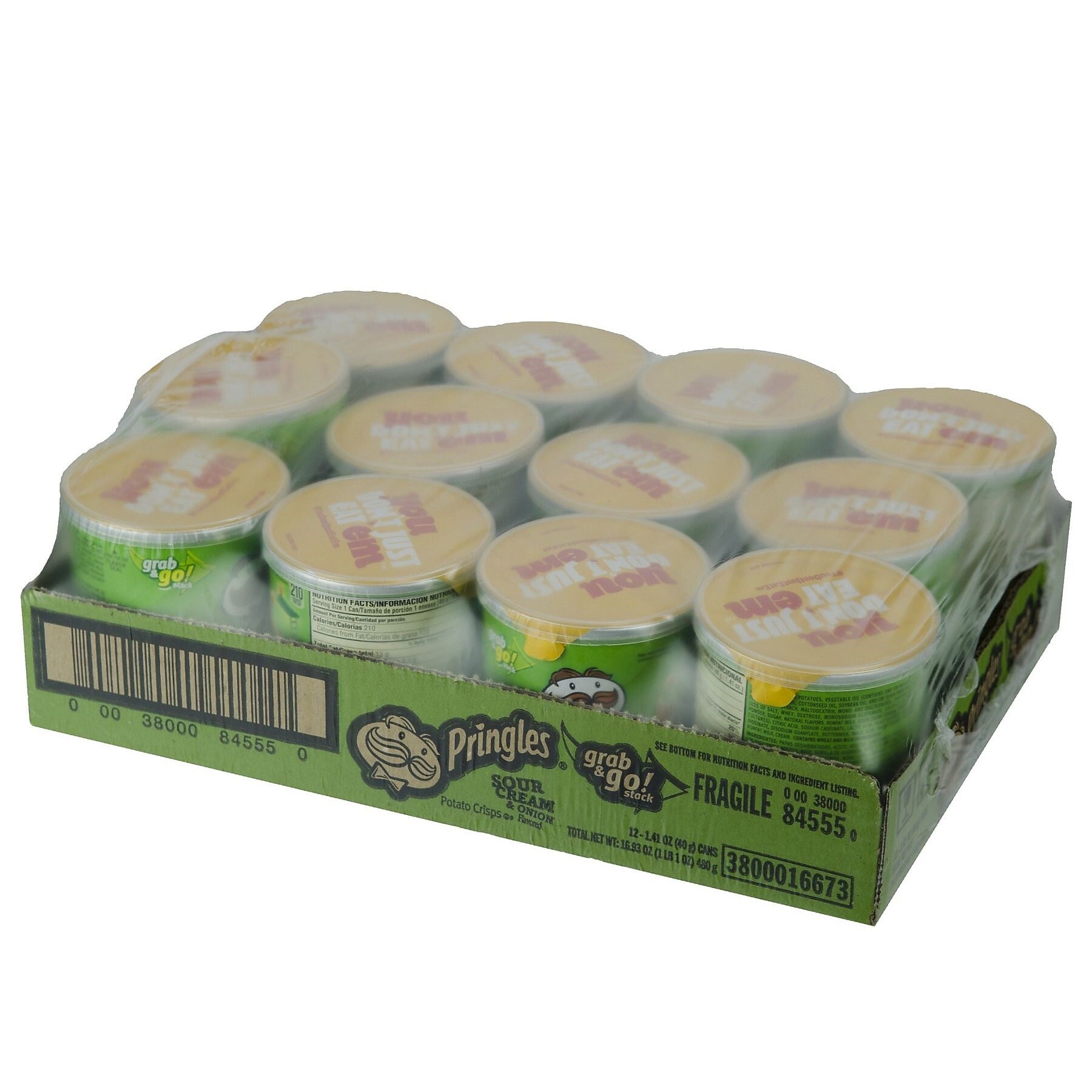 Pringles Grab & Go Sour Cream & Onion Crisps, 1.4 oz., 12/Carton