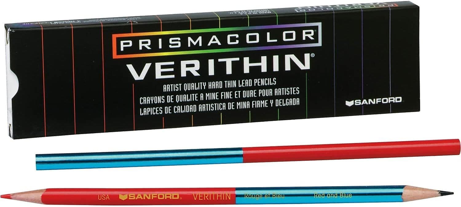 Prismacolor Verithin Colored Pencils, Red/Blue, Dozen