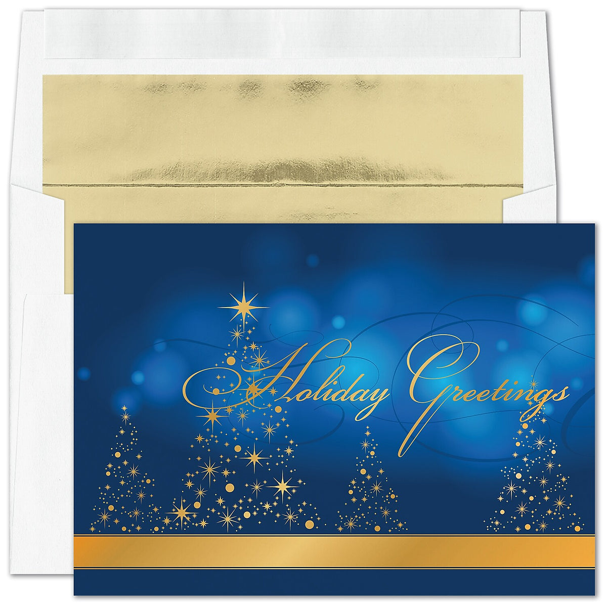 "Prismatic Impression" Holiday Card w/ Fastick Gold Lined White Envelope, 100/BX