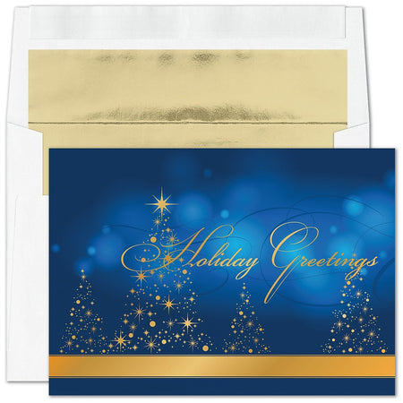 "Prismatic Impression" Holiday Card w/ Fastick Gold Lined White Envelope, 100/BX