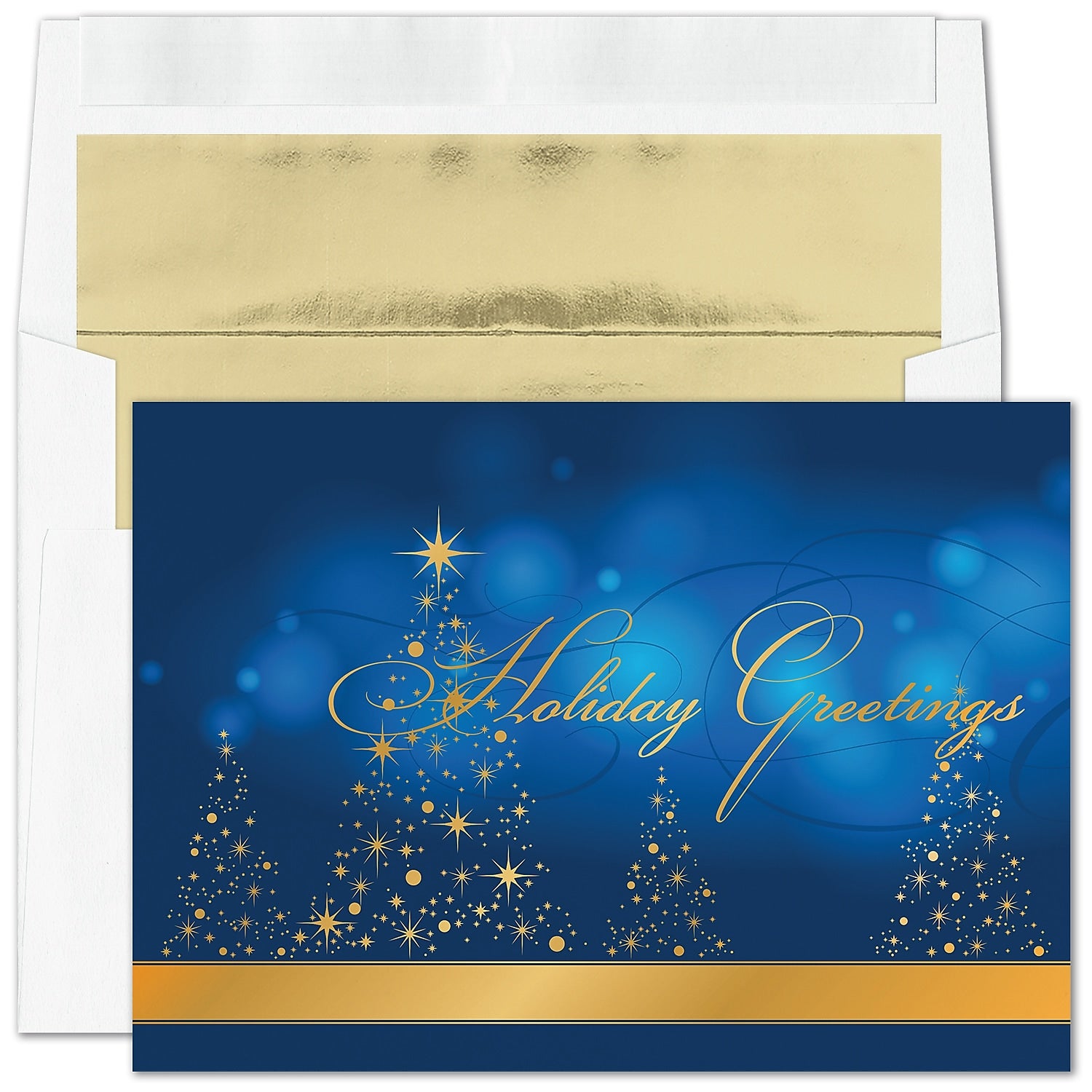 "Prismatic Impression" Holiday Card w/ Fastick Gold Lined White Envelope, 250/BX