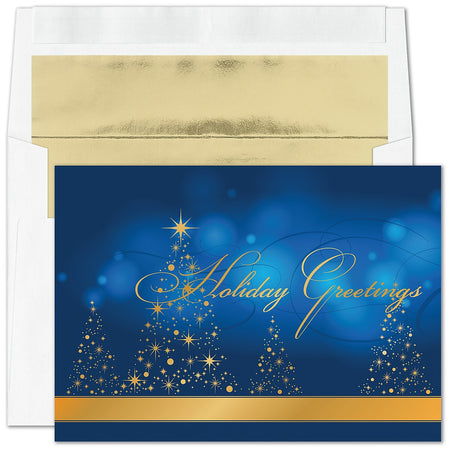 "Prismatic Impression" Holiday Card w/ Fastick Gold Lined White Envelope, 25/BX