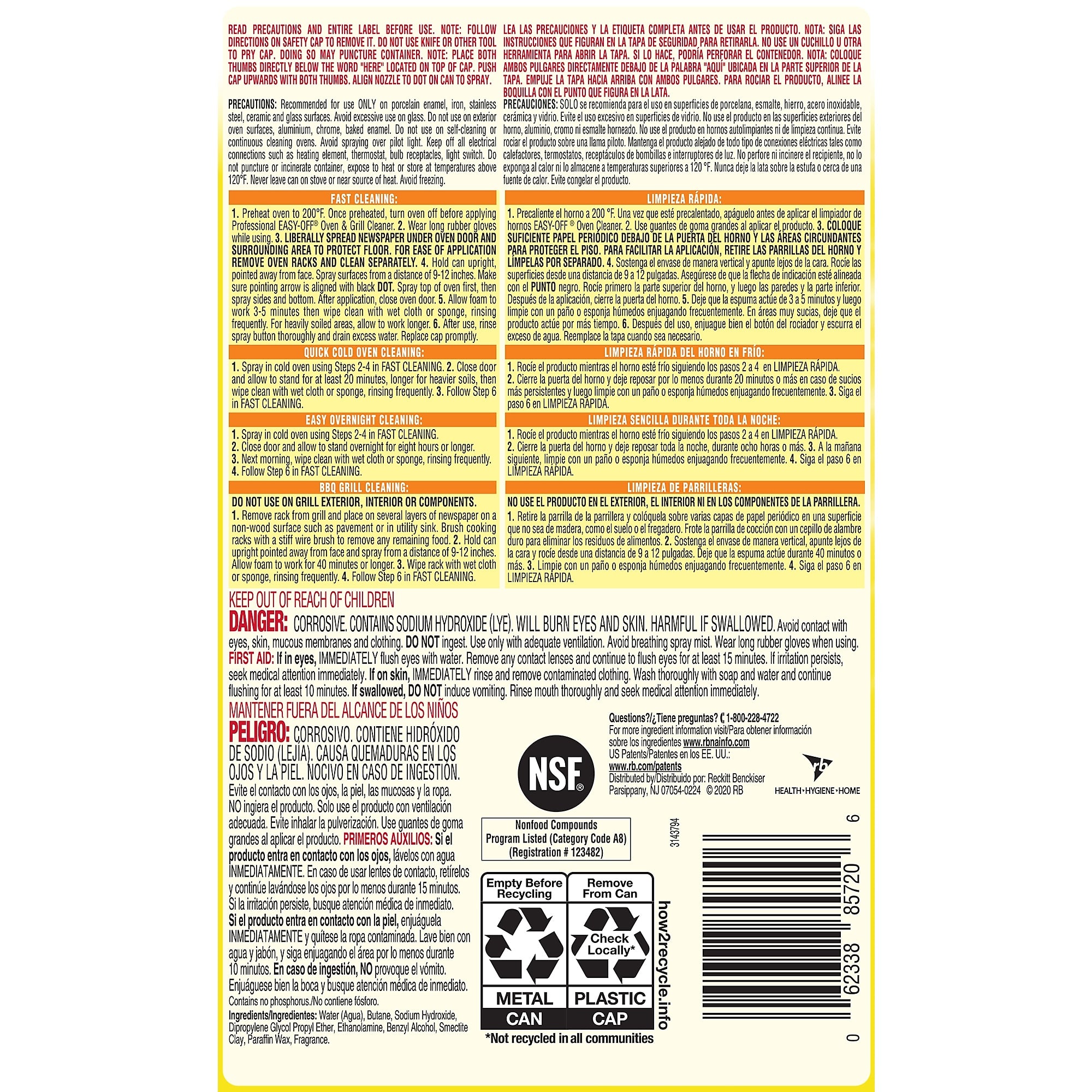 Professional Easy-Off Heavy-Duty Oven & Grill Cleaner, Lemon, 24 Oz.