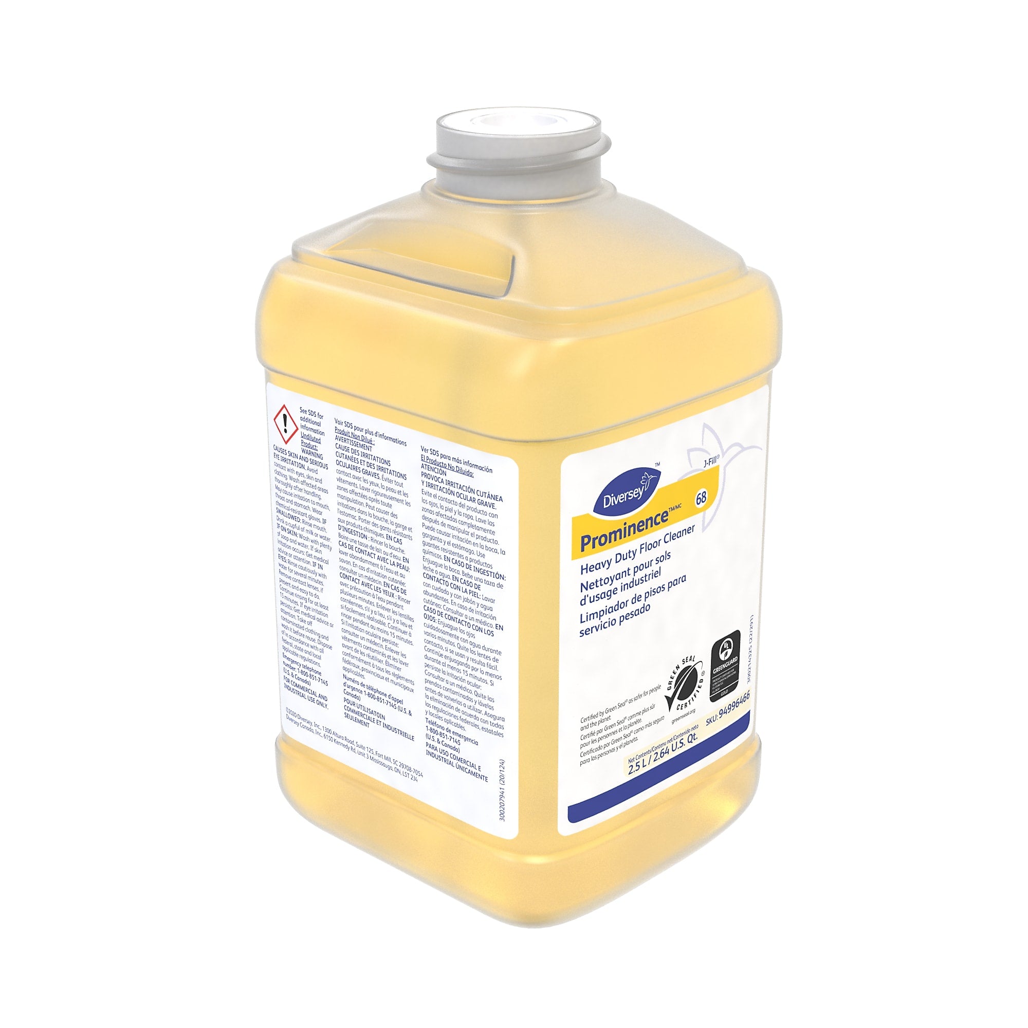 Prominence 66 Hard Floor Cleaner for Diversey J-Fill, Citrus, 2.5 L, 2/Carton