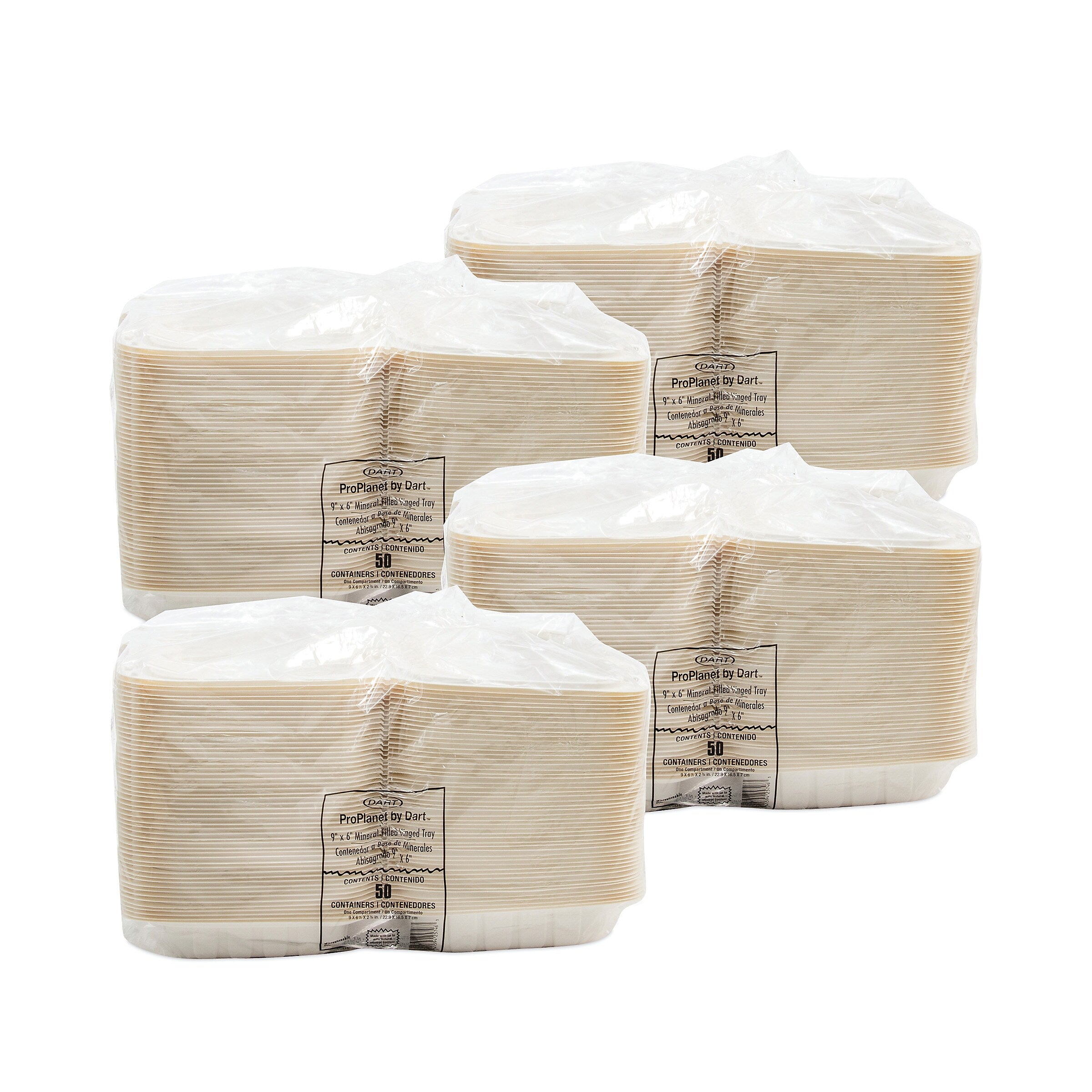 ProPlanet by Dart Hinged Lid Containers, Hoagie Container, 6.5 x 9 x 2.8, White, 200/Carton