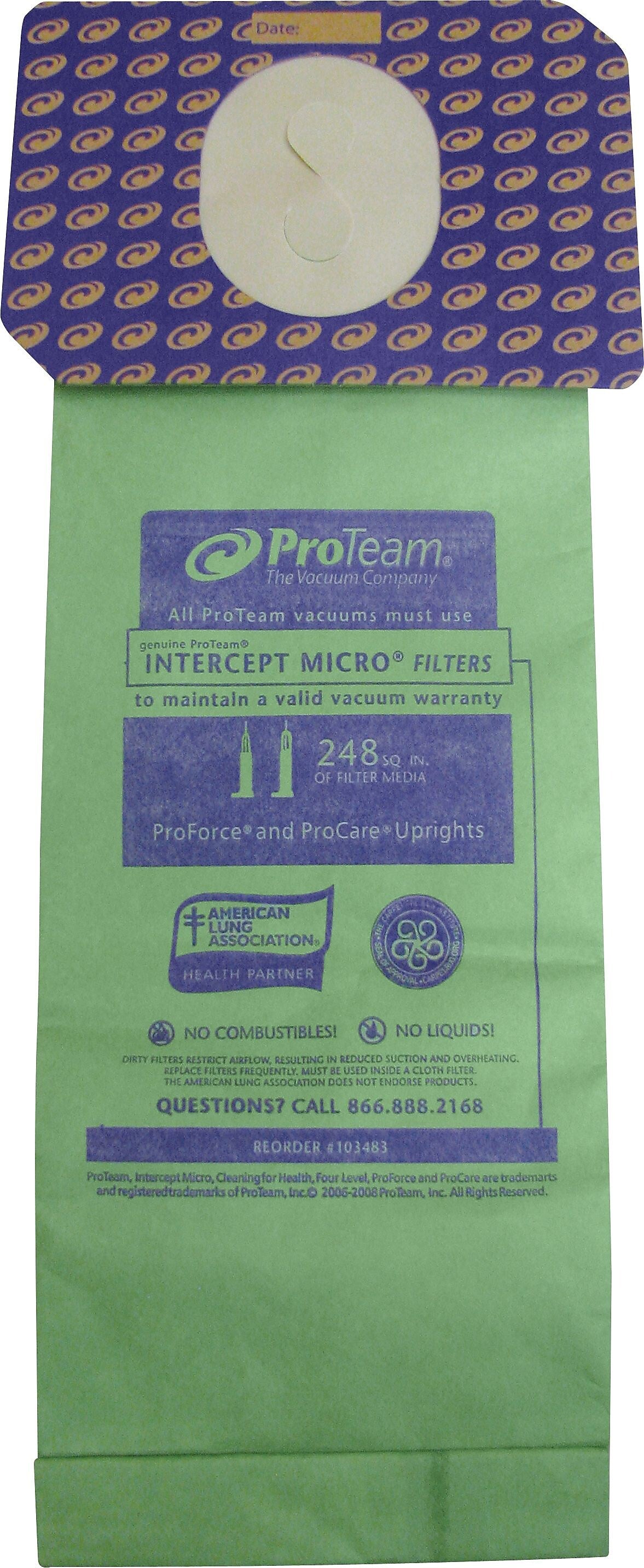 ProTeam 3.25 qt. Intercept Micro Vacuum Filter, 10/Pk