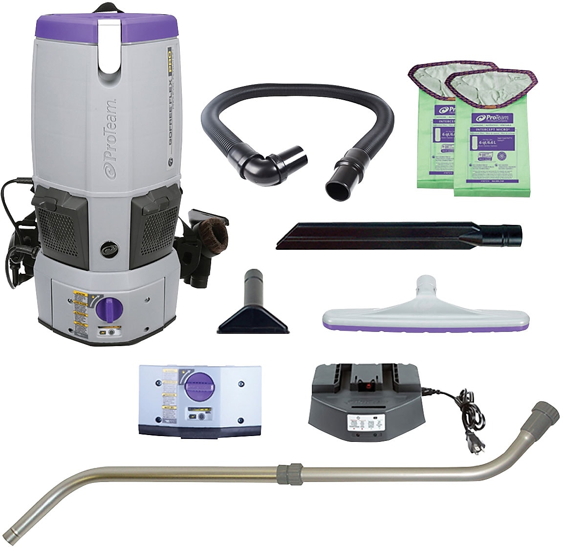 ProTeam GoFree Flex Pro II Cordless Backpack Vacuum, Gray/Purple