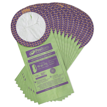 ProTeam Micro Filter Bags, Green/Purple, 10/Pack