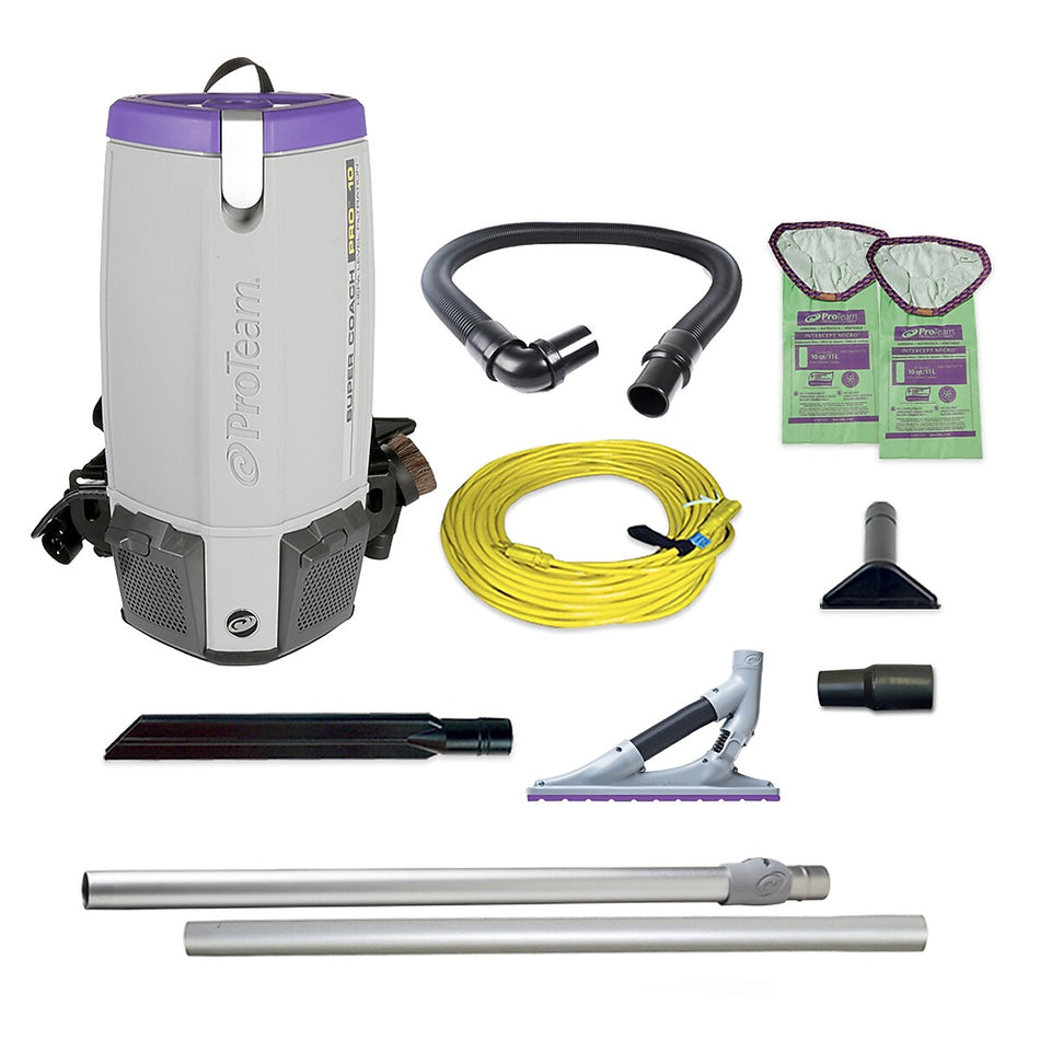 ProTeam Super Coach Pro 10 Backpack Vacuum, Purple/Gray