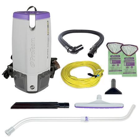 ProTeam Super Coach Pro 10 Backpack Vacuum w/Telescoping Wand, Gray/Purple