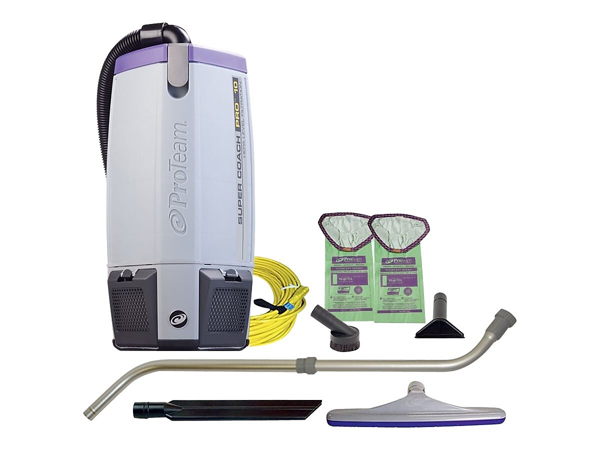 ProTeam Super Coach Pro 10 Backpack Vacuum w/Telescoping Wand, Gray/Purple