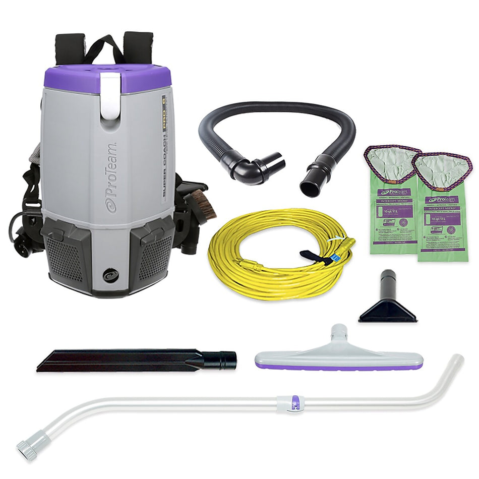 ProTeam Super Coach Pro 6 Backpack Vacuum, Gray/Purple