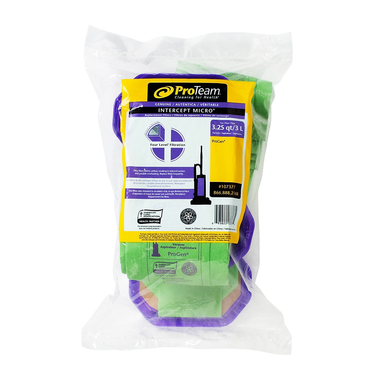 ProTeam Vacuum Filters, Green, 10/Pack