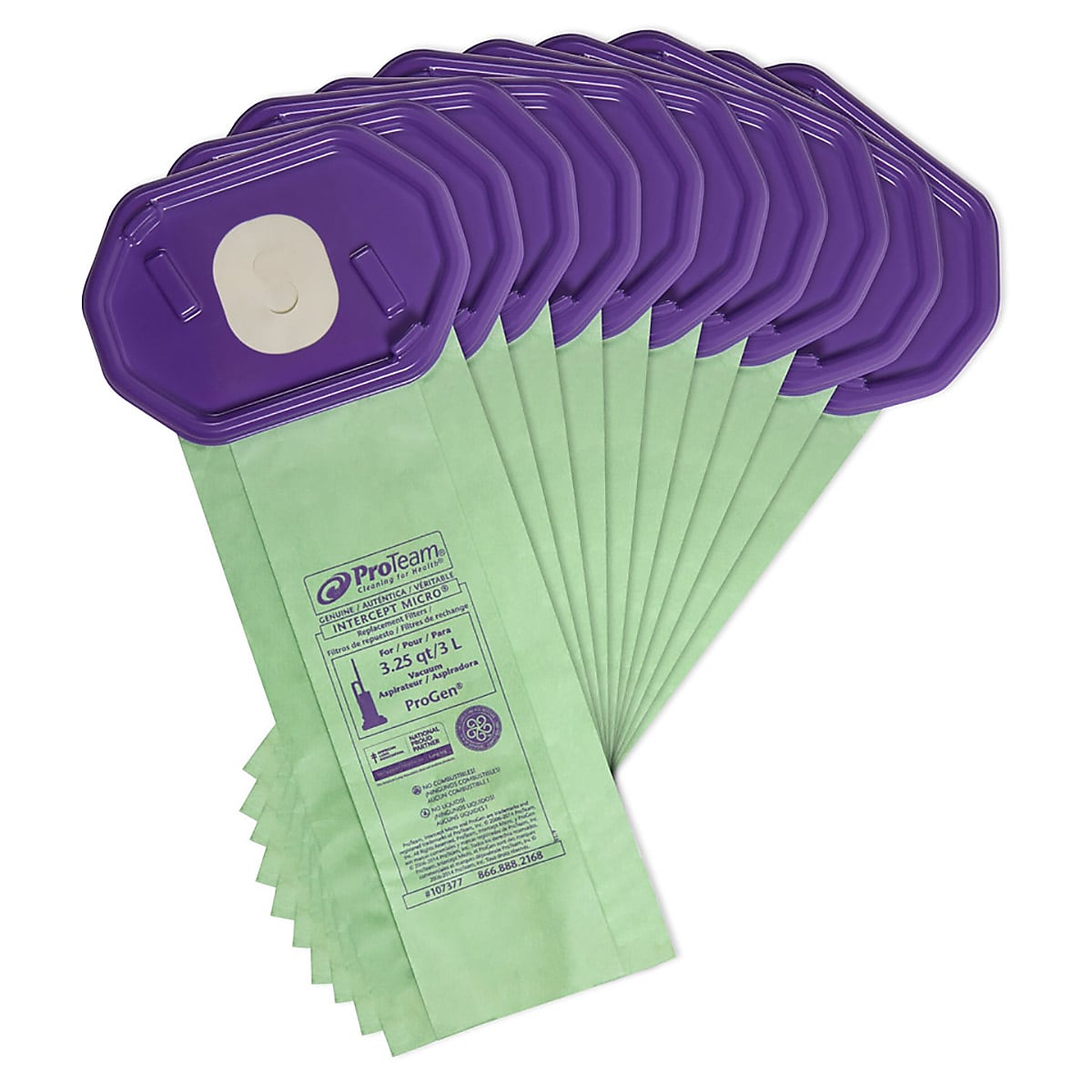 ProTeam Vacuum Filters, Green, 10/Pack
