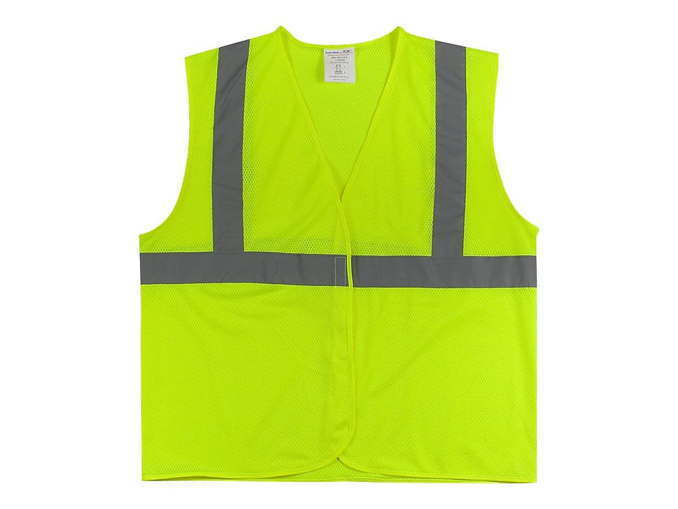 Protective Industrial Products High Visibility Safety Vest, ANSI Class R2, Lime Yellow, Large