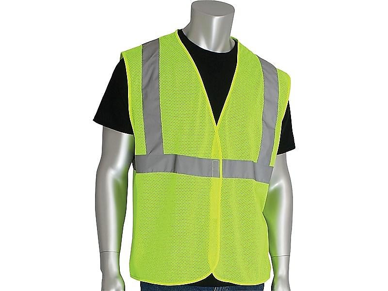 Protective Industrial Products High Visibility Safety Vest, ANSI Class R2, Lime Yellow, Large