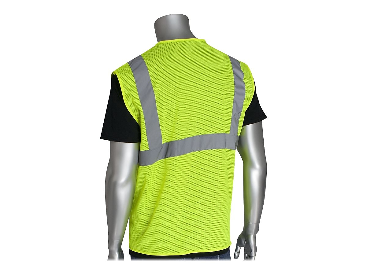 Protective Industrial Products High Visibility Safety Vest, ANSI Class R2, Lime Yellow, Large