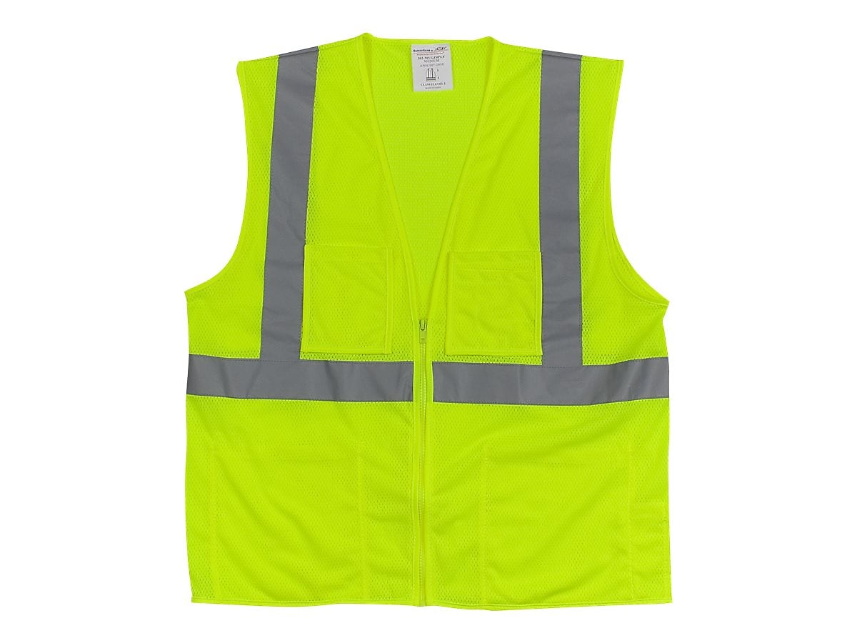 Protective Industrial Products High Visibility Sleeveless Safety Vest, ANSI Class R2, Lime Yellow, 2XL