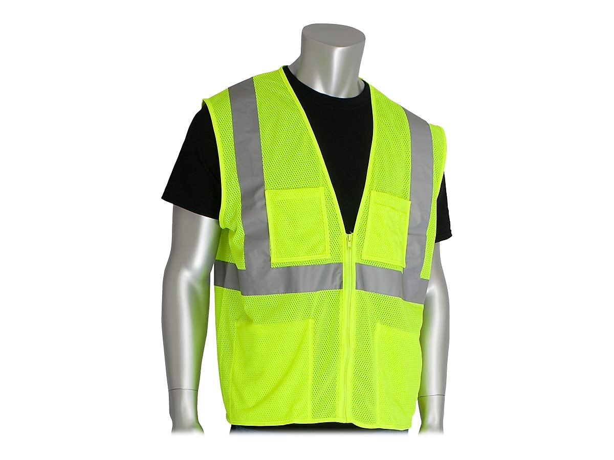 Protective Industrial Products High Visibility Sleeveless Safety Vest, ANSI Class R2, Lime Yellow, 2XL