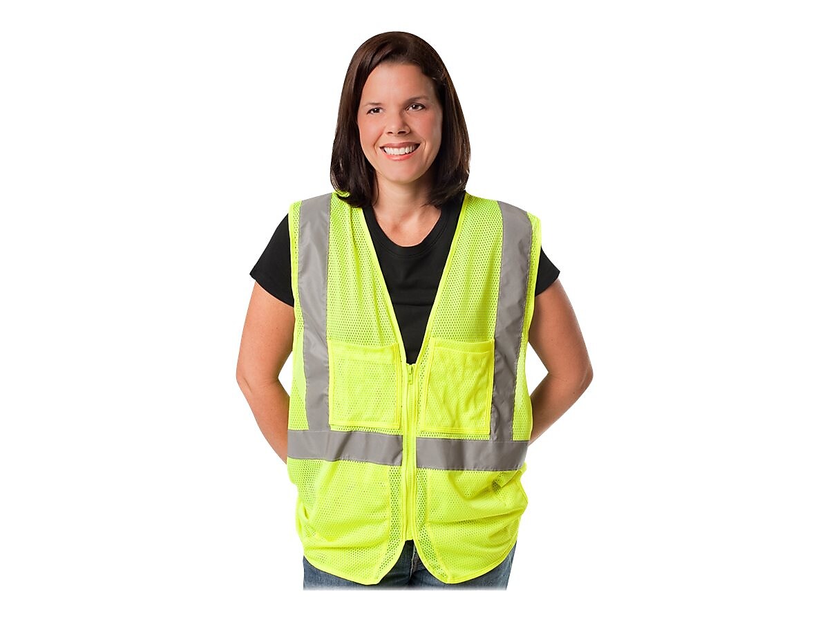 Protective Industrial Products High Visibility Sleeveless Safety Vest, ANSI Class R2, Lime Yellow, 2XL