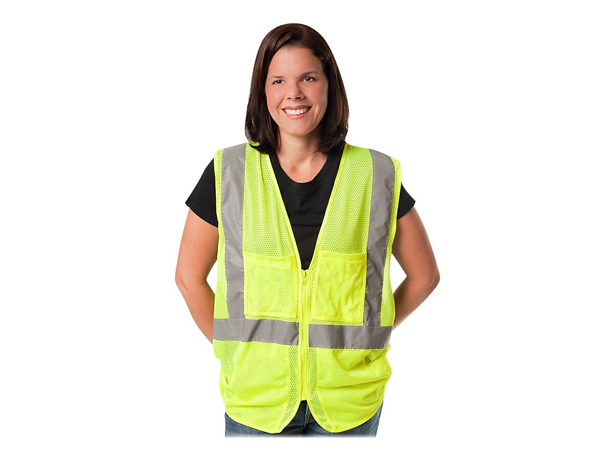 Protective Industrial Products High Visibility Sleeveless Safety Vest, ANSI Class R2, Lime Yellow, 2XL