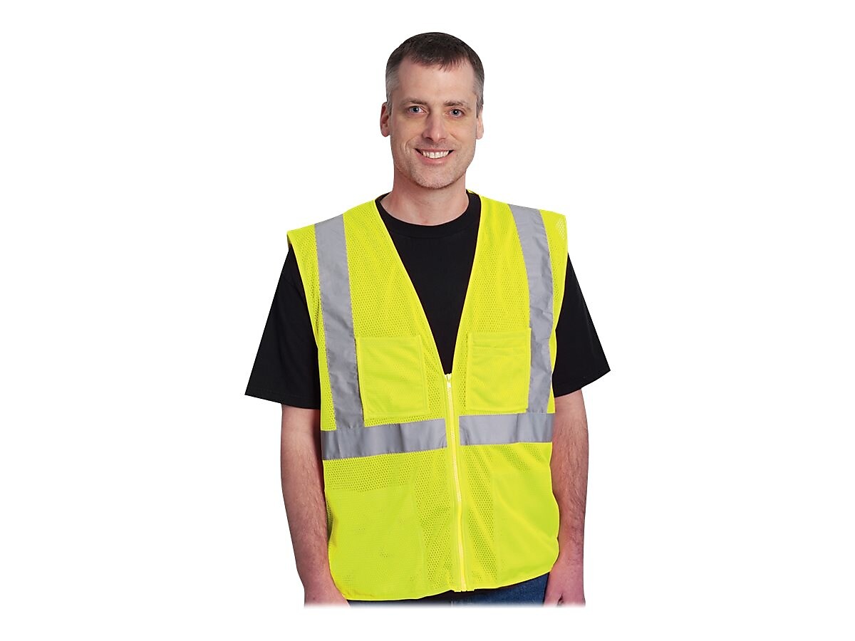 Protective Industrial Products High Visibility Sleeveless Safety Vest, ANSI Class R2, Lime Yellow, 2XL