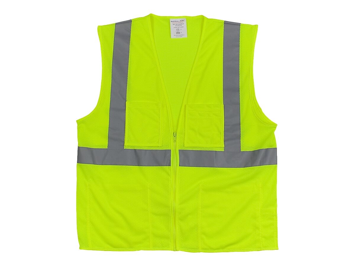 Protective Industrial Products High Visibility Sleeveless Safety Vest, ANSI Class R2, Lime Yellow, 3XL