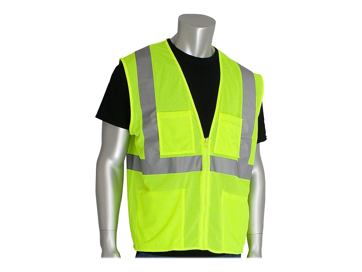 Protective Industrial Products High Visibility Sleeveless Safety Vest, ANSI Class R2, Lime Yellow, 3XL