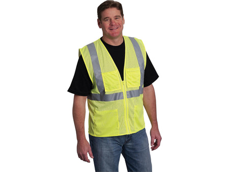 Protective Industrial Products High Visibility Sleeveless Safety Vest, ANSI Class R2, Lime Yellow, 3XL