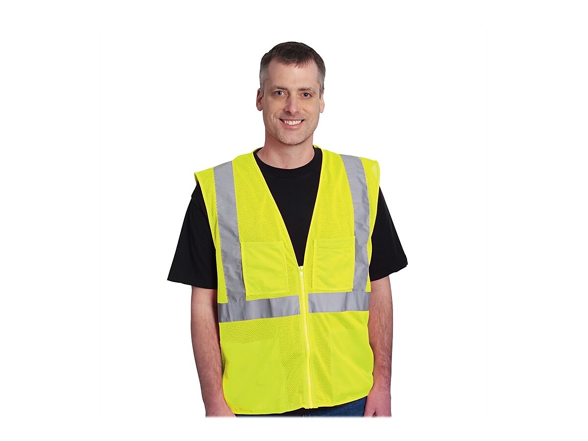 Protective Industrial Products High Visibility Sleeveless Safety Vest, ANSI Class R2, Lime Yellow, 3XL