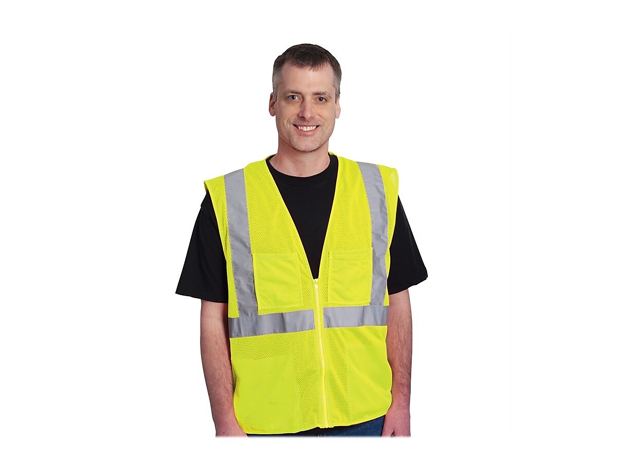 Protective Industrial Products High Visibility Sleeveless Safety Vest, ANSI Class R2, Lime Yellow, 3XL