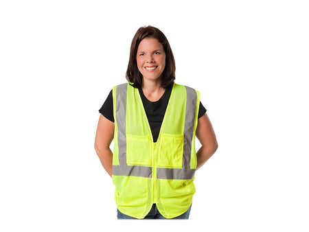 Protective Industrial Products High Visibility Sleeveless Safety Vest, ANSI Class R2, Lime Yellow, 3XL