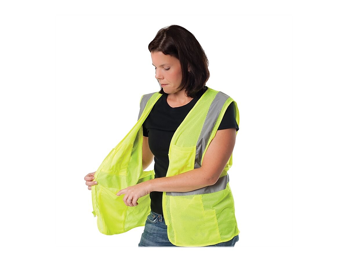 Protective Industrial Products High Visibility Sleeveless Safety Vest, ANSI Class R2, Lime Yellow, 3XL